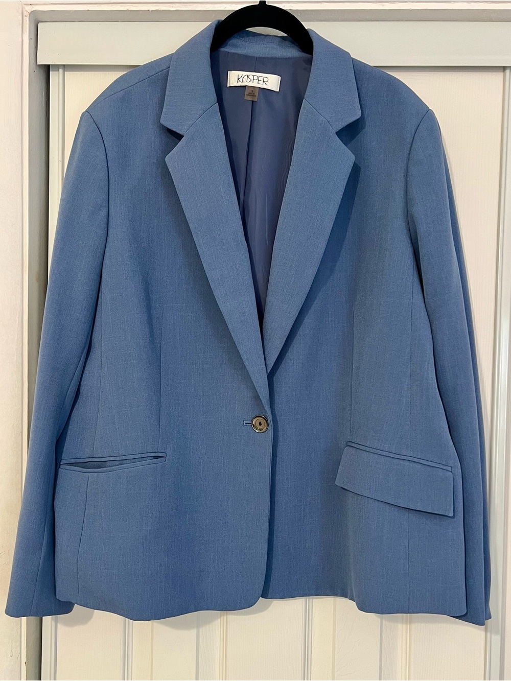 Kasper Sky Blue Single-Button Blazer